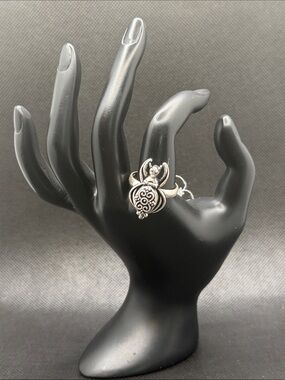 925 Silver Filigree Poison Ring Sz 10